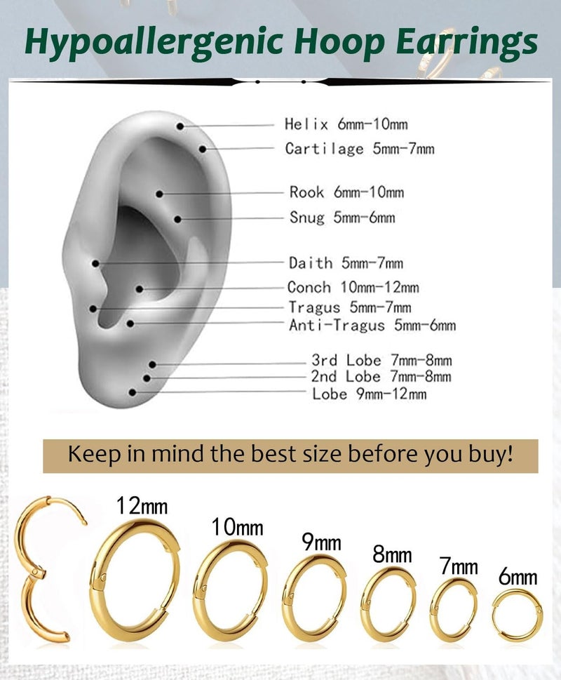 AMASIS Hypoallergenic Surgical Steel Earrings Sets for Sensitive Ears Lightweight Small Huggie Hoop Earrings 20G Stainless Steel Opal Ball Pearl CZ Flat Back Earrings for Women Men Trendy Cartilage Earrings Hoop Stud - Image 3